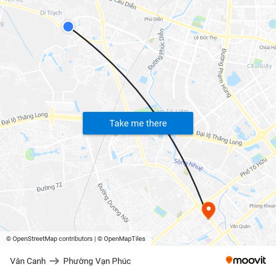 Vân Canh to Phường Vạn Phúc map