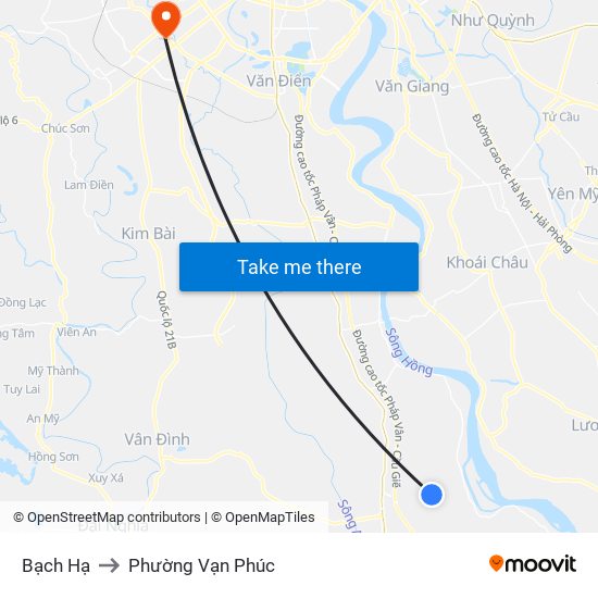 Bạch Hạ to Phường Vạn Phúc map