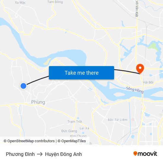 Phương Đình to Huyện Đông Anh map