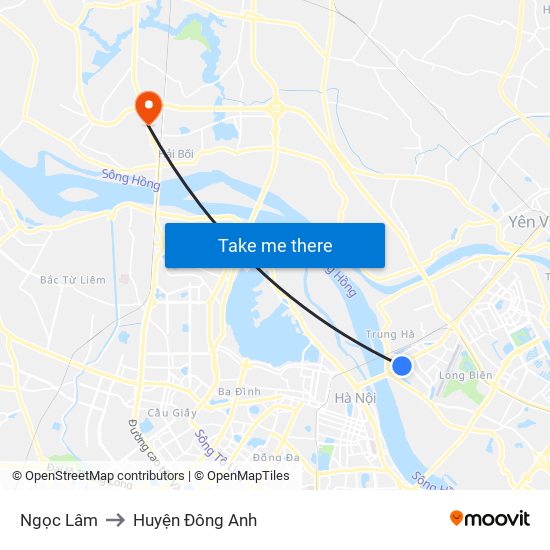 Ngọc Lâm to Huyện Đông Anh map