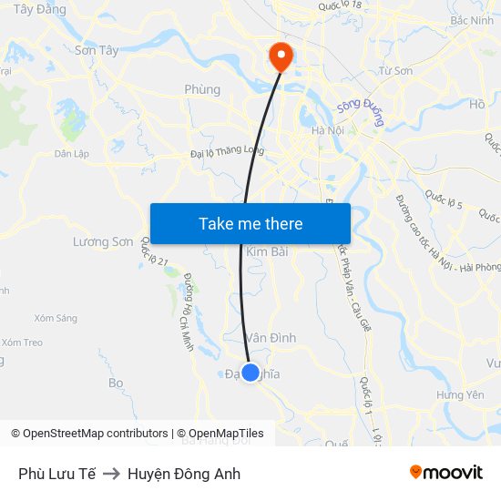 Phù Lưu Tế to Huyện Đông Anh map