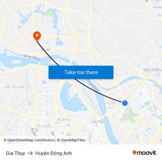 Gia Thụy to Huyện Đông Anh map