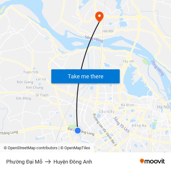 Phường Đại Mỗ to Huyện Đông Anh map