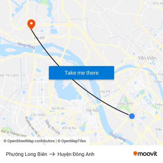 Phường Long Biên to Huyện Đông Anh map