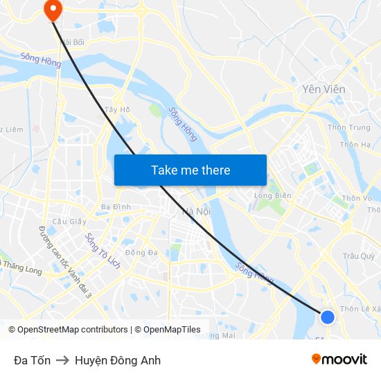 Đa Tốn to Huyện Đông Anh map