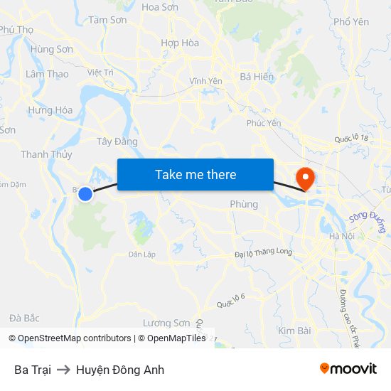 Ba Trại to Huyện Đông Anh map