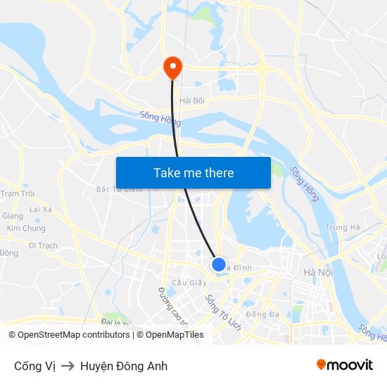 Cống Vị to Huyện Đông Anh map