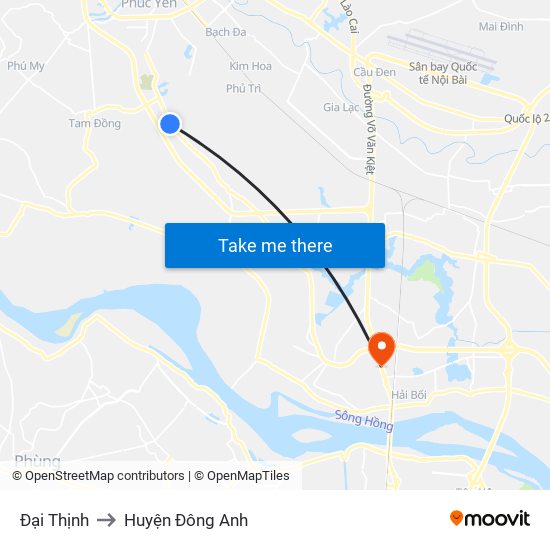 Đại Thịnh to Huyện Đông Anh map