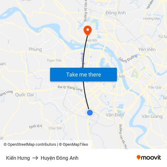 Kiến Hưng to Huyện Đông Anh map