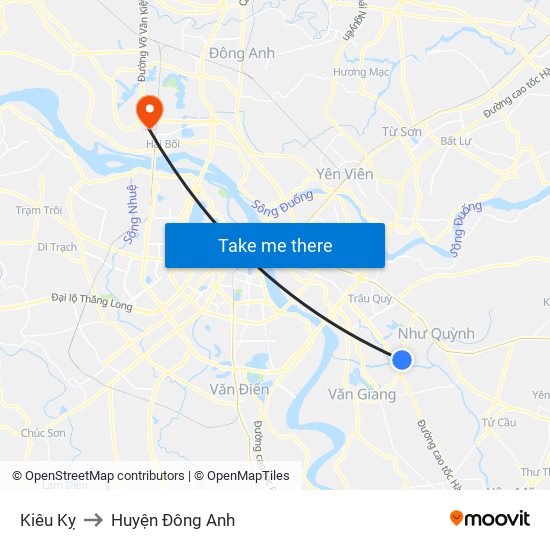 Kiêu Kỵ to Huyện Đông Anh map