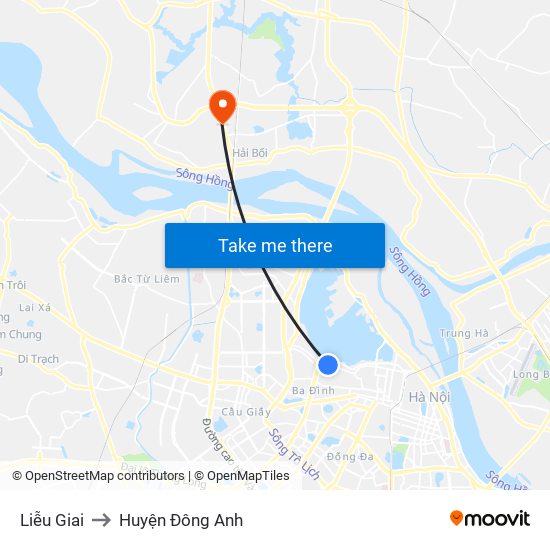 Liễu Giai to Huyện Đông Anh map