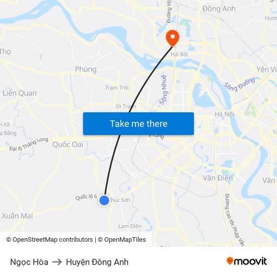 Ngọc Hòa to Huyện Đông Anh map