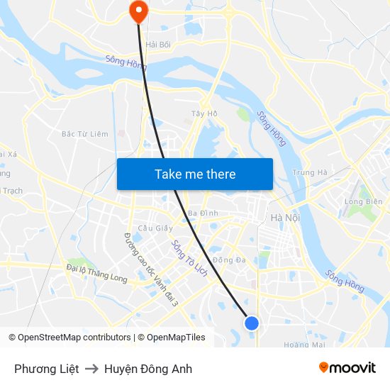 Phương Liệt to Huyện Đông Anh map