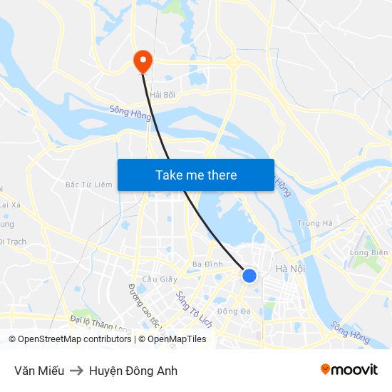 Văn Miếu to Huyện Đông Anh map