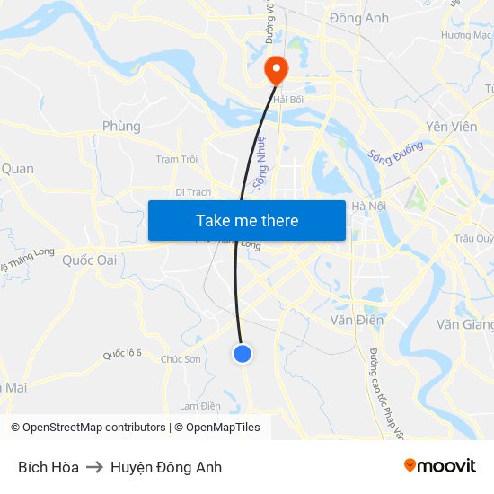 Bích Hòa to Huyện Đông Anh map