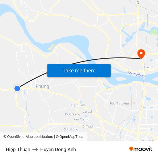 Hiệp Thuận to Huyện Đông Anh map