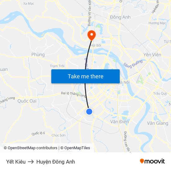 Yết Kiêu to Huyện Đông Anh map