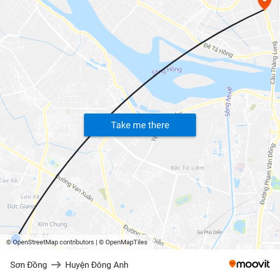 Sơn Đồng to Huyện Đông Anh map