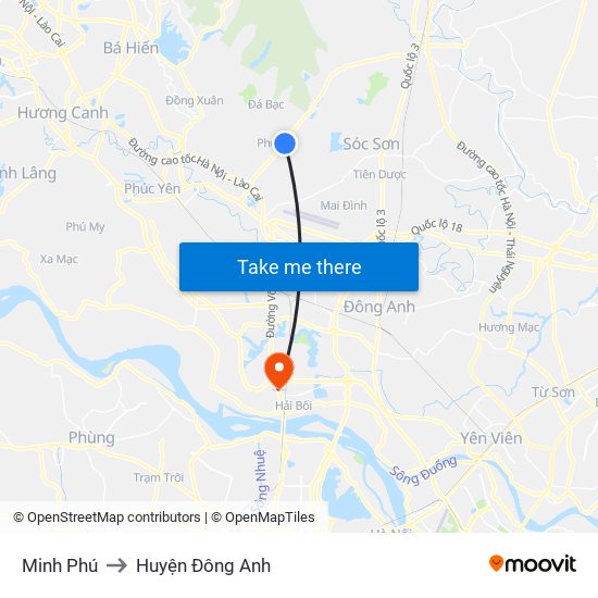 Minh Phú to Huyện Đông Anh map