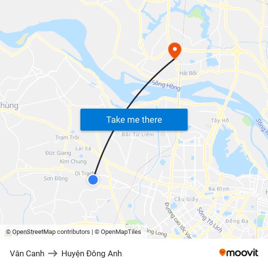 Vân Canh to Huyện Đông Anh map