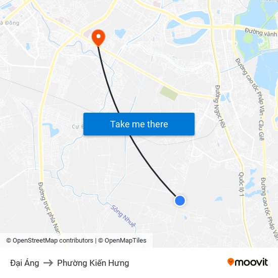 Đại Áng to Phường Kiến Hưng map