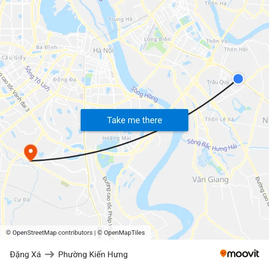Đặng Xá to Phường Kiến Hưng map