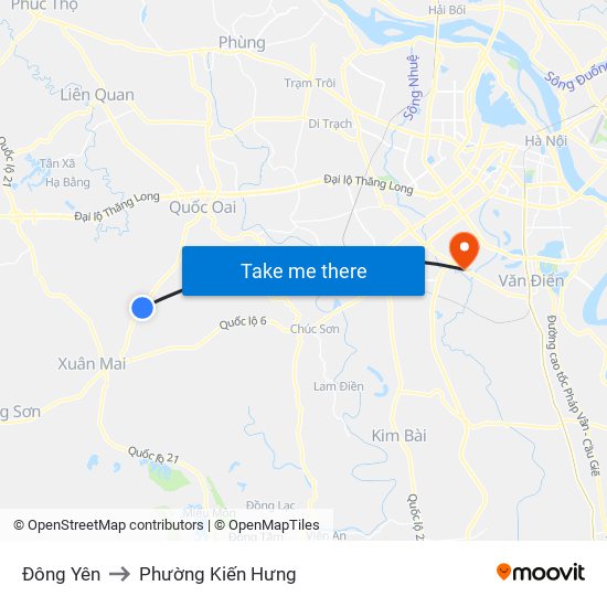 Đông Yên to Phường Kiến Hưng map