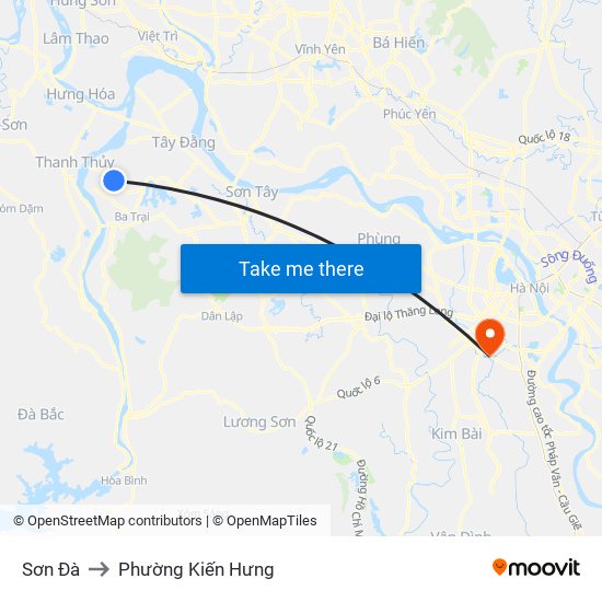 Sơn Đà to Phường Kiến Hưng map