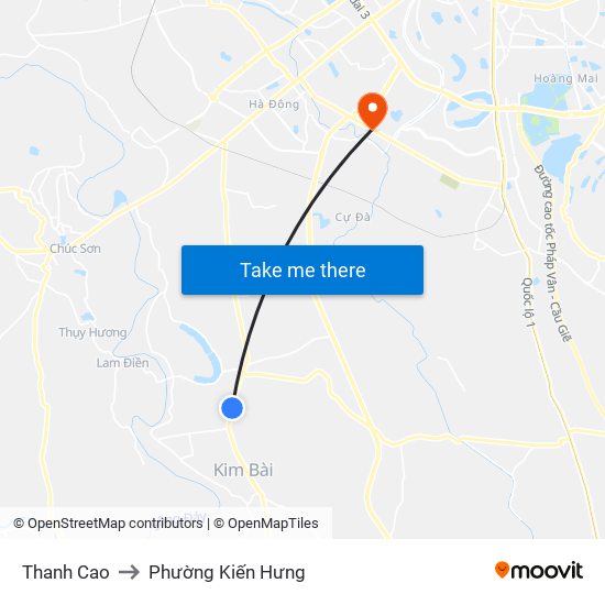 Thanh Cao to Phường Kiến Hưng map
