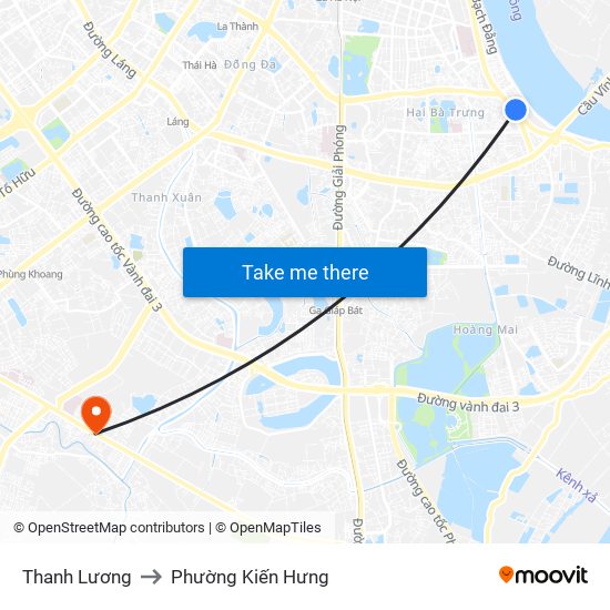 Thanh Lương to Phường Kiến Hưng map