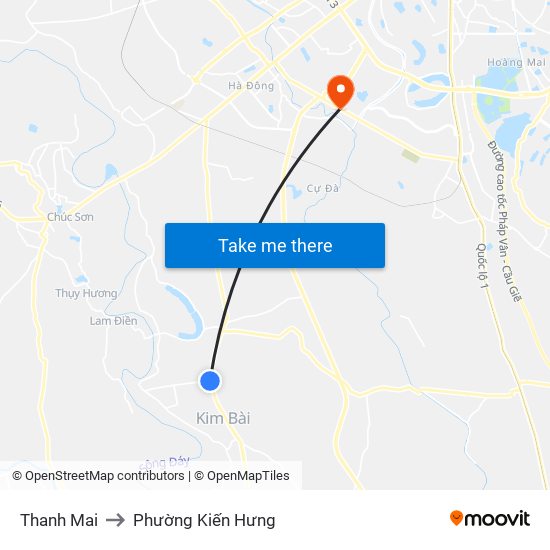 Thanh Mai to Phường Kiến Hưng map