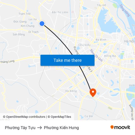 Phường Tây Tựu to Phường Kiến Hưng map