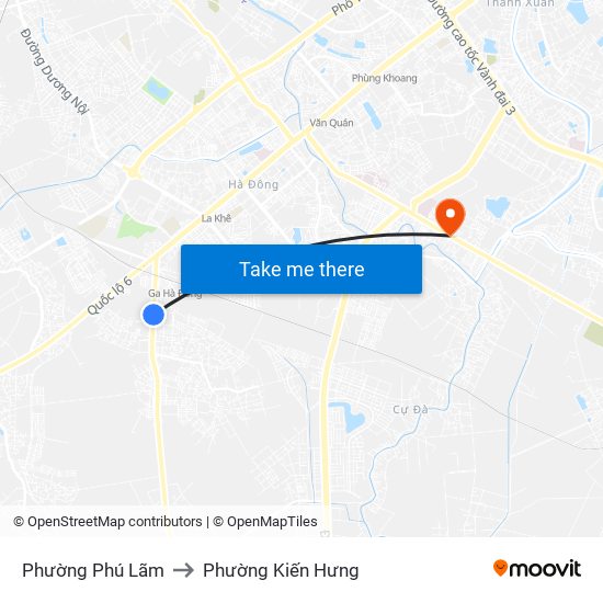 Phường Phú Lãm to Phường Kiến Hưng map