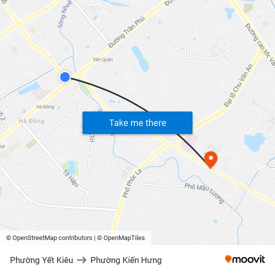 Phường Yết Kiêu to Phường Kiến Hưng map