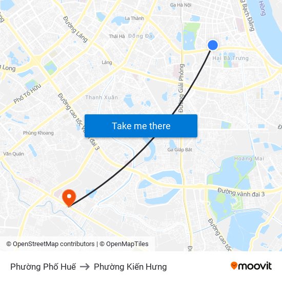 Phường Phố Huế to Phường Kiến Hưng map