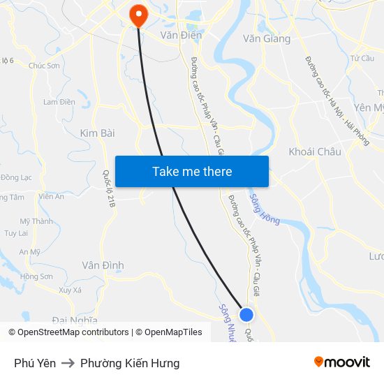 Phú Yên to Phường Kiến Hưng map