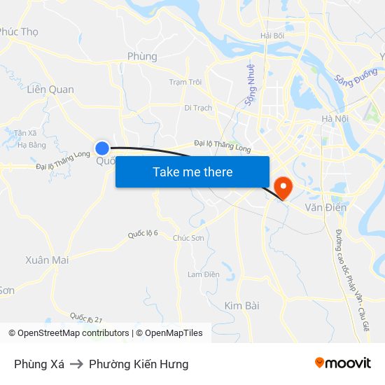 Phùng Xá to Phường Kiến Hưng map