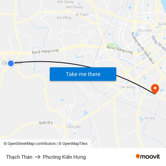 Thạch Thán to Phường Kiến Hưng map