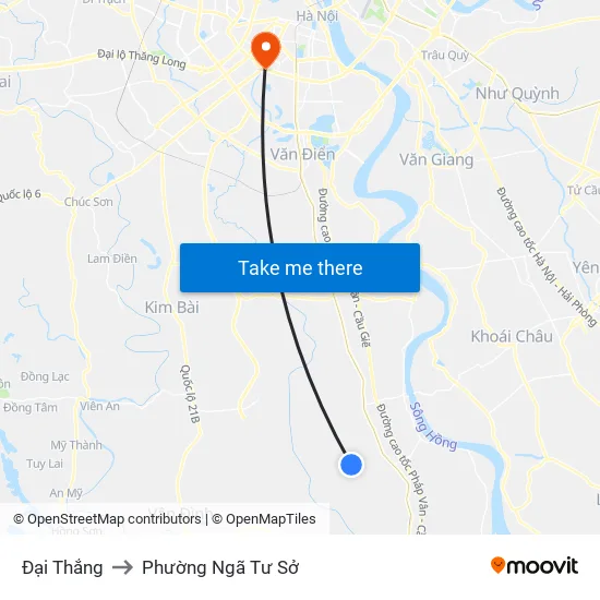 Đại Thắng to Phường Ngã Tư Sở map