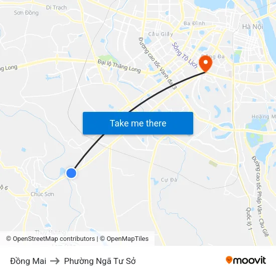 Đồng Mai to Phường Ngã Tư Sở map