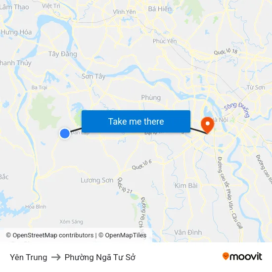Yên Trung to Phường Ngã Tư Sở map
