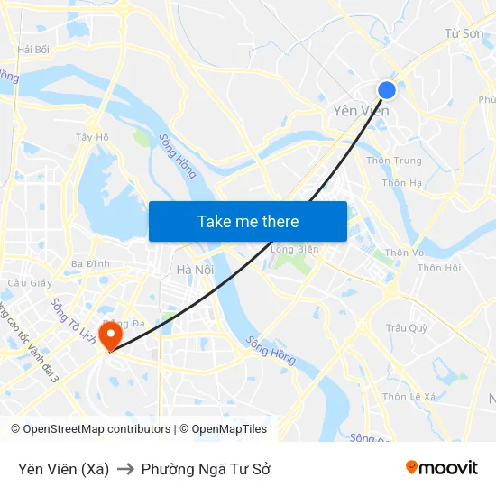 Yên Viên (Xã) to Phường Ngã Tư Sở map