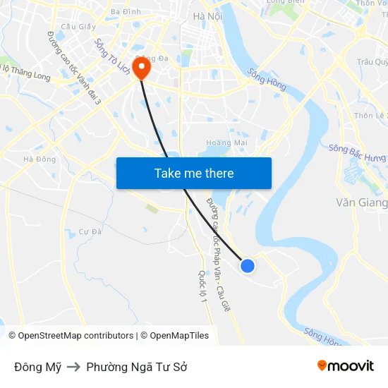Đông Mỹ to Phường Ngã Tư Sở map