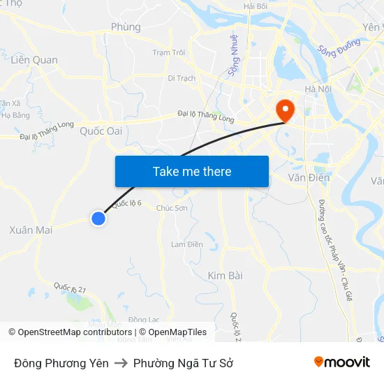 Đông Phương Yên to Phường Ngã Tư Sở map