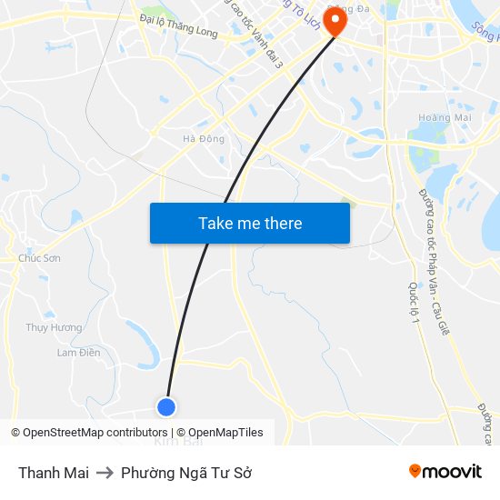Thanh Mai to Phường Ngã Tư Sở map