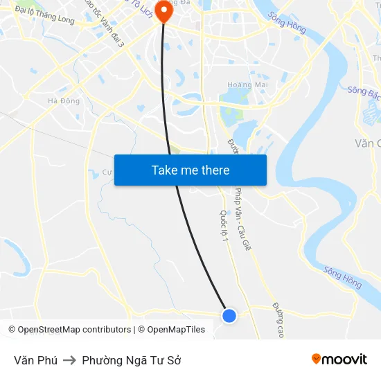 Văn Phú to Phường Ngã Tư Sở map