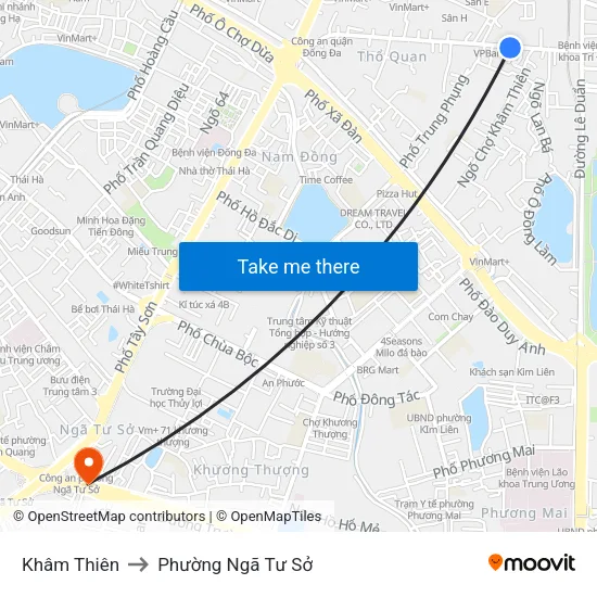 Khâm Thiên to Phường Ngã Tư Sở map