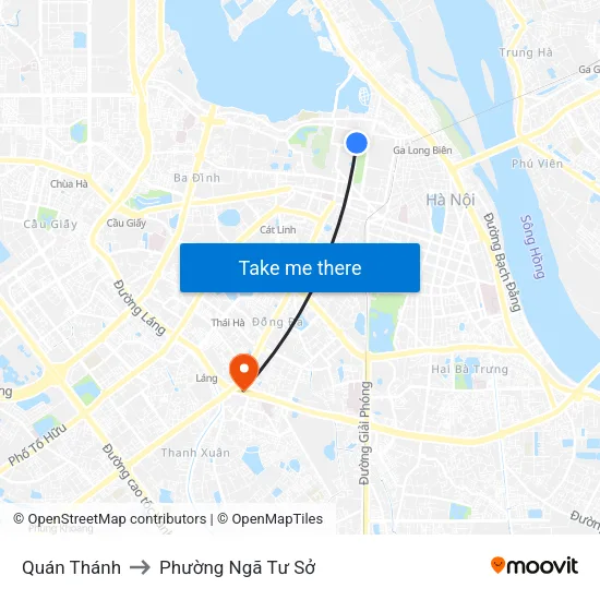 Quán Thánh to Phường Ngã Tư Sở map