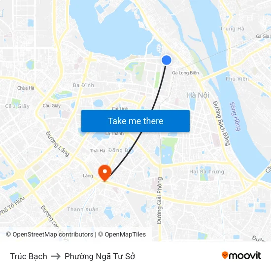 Trúc Bạch to Phường Ngã Tư Sở map