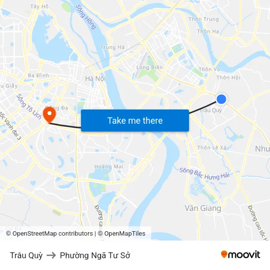 Trâu Quỳ to Phường Ngã Tư Sở map